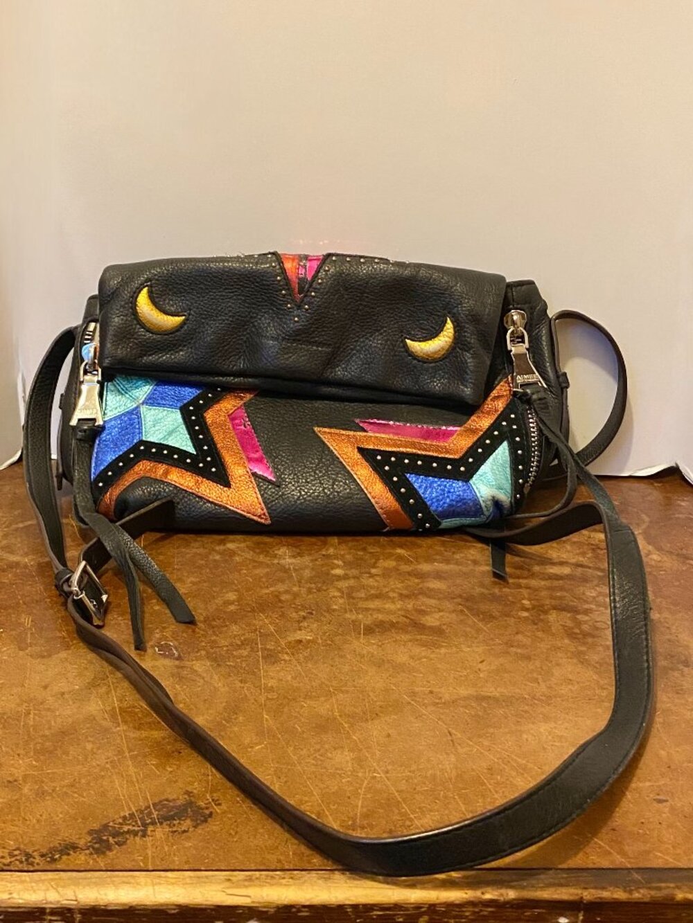 Aimee Kestenberg Stardust Bali Novelty Crossbody Black Leather Purse